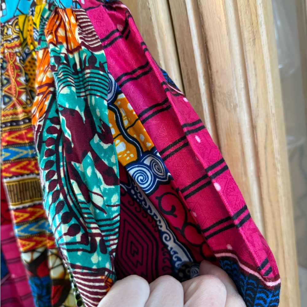 Grass Fields Cotton Colorful Patchwork Maxi Skirt - image 5